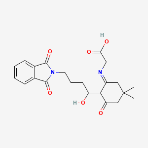 N-{2-[4-(1,3-dioxo-1,3-dihydro-2H-isoindol-2-yl)butanoyl]-5,5-dimethyl-3-oxocyclohex-1-en-1-yl}glycine
