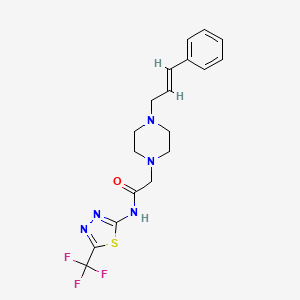 molecular formula C18H20F3N5OS B5972083 2-[4-(3-phenyl-2-propen-1-yl)-1-piperazinyl]-N-[5-(trifluoromethyl)-1,3,4-thiadiazol-2-yl]acetamide 