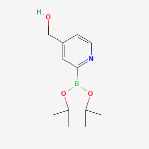 molecular formula C12H18BNO3 B597213 (2-(4,4,5,5-Tetramethyl-1,3,2-dioxaborolan-2-yl)pyridin-4-yl)methanol CAS No. 1264162-23-3