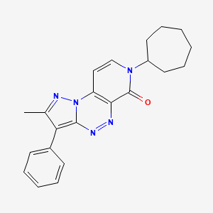 molecular formula C22H23N5O B5972131 7-cycloheptyl-2-methyl-3-phenylpyrazolo[5,1-c]pyrido[4,3-e][1,2,4]triazin-6(7H)-one 