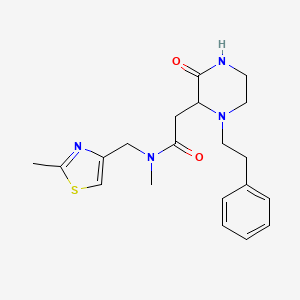 molecular formula C20H26N4O2S B5972149 N-methyl-N-[(2-methyl-1,3-thiazol-4-yl)methyl]-2-[3-oxo-1-(2-phenylethyl)-2-piperazinyl]acetamide 