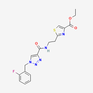 molecular formula C18H18FN5O3S B5972155 ethyl 2-[2-({[1-(2-fluorobenzyl)-1H-1,2,3-triazol-4-yl]carbonyl}amino)ethyl]-1,3-thiazole-4-carboxylate 
