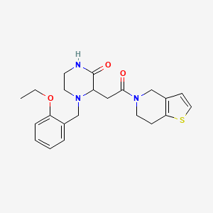molecular formula C22H27N3O3S B5972165 3-[2-(6,7-dihydrothieno[3,2-c]pyridin-5(4H)-yl)-2-oxoethyl]-4-(2-ethoxybenzyl)-2-piperazinone 