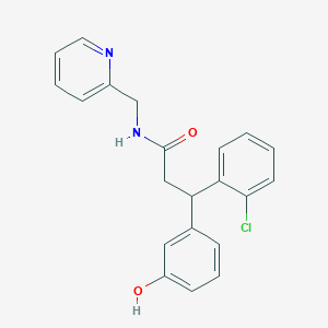 molecular formula C21H19ClN2O2 B5972178 3-(2-chlorophenyl)-3-(3-hydroxyphenyl)-N-(2-pyridinylmethyl)propanamide 