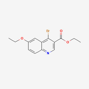 molecular formula C14H14BrNO3 B597221 4-Bromo-6-ethoxyquinoline-3-carboxylic acid ethyl ester CAS No. 1242260-68-9