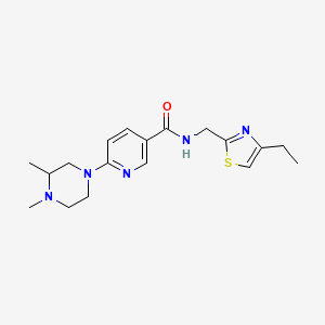 molecular formula C18H25N5OS B5972251 6-(3,4-dimethyl-1-piperazinyl)-N-[(4-ethyl-1,3-thiazol-2-yl)methyl]nicotinamide 