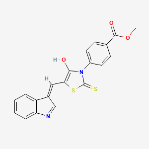 molecular formula C20H14N2O3S2 B5972258 methyl 4-[5-(1H-indol-3-ylmethylene)-4-oxo-2-thioxo-1,3-thiazolidin-3-yl]benzoate 