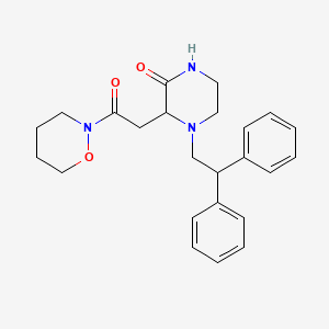 molecular formula C24H29N3O3 B5972282 4-(2,2-diphenylethyl)-3-[2-(1,2-oxazinan-2-yl)-2-oxoethyl]-2-piperazinone 