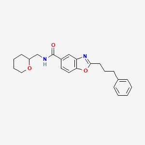 molecular formula C23H26N2O3 B5972298 2-(3-phenylpropyl)-N-(tetrahydro-2H-pyran-2-ylmethyl)-1,3-benzoxazole-5-carboxamide 