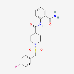 molecular formula C20H22FN3O4S B5972303 N-[2-(aminocarbonyl)phenyl]-1-[(4-fluorobenzyl)sulfonyl]-4-piperidinecarboxamide 
