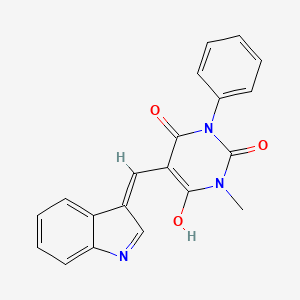 molecular formula C20H15N3O3 B5972307 5-(1H-indol-3-ylmethylene)-1-methyl-3-phenyl-2,4,6(1H,3H,5H)-pyrimidinetrione 