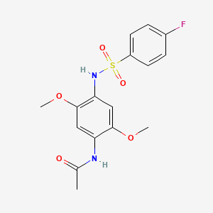 molecular formula C16H17FN2O5S B5972310 N-(4-{[(4-fluorophenyl)sulfonyl]amino}-2,5-dimethoxyphenyl)acetamide 
