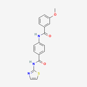 molecular formula C18H15N3O3S B5972374 3-methoxy-N-{4-[(1,3-thiazol-2-ylamino)carbonyl]phenyl}benzamide 