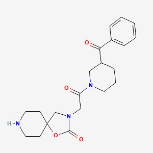 molecular formula C21H27N3O4 B5972399 3-[2-(3-benzoyl-1-piperidinyl)-2-oxoethyl]-1-oxa-3,8-diazaspiro[4.5]decan-2-one trifluoroacetate 