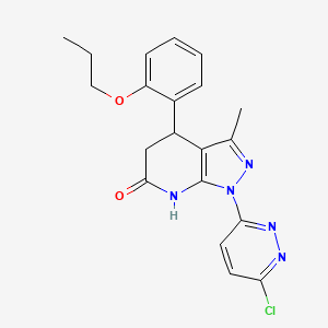 molecular formula C20H20ClN5O2 B5972451 1-(6-chloro-3-pyridazinyl)-3-methyl-4-(2-propoxyphenyl)-1,4,5,7-tetrahydro-6H-pyrazolo[3,4-b]pyridin-6-one 