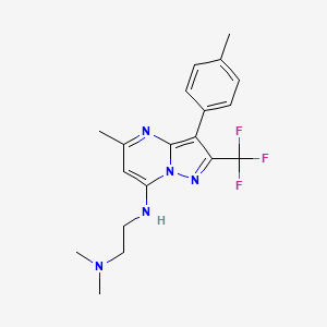 molecular formula C19H22F3N5 B5972466 N,N-dimethyl-N'-[5-methyl-3-(4-methylphenyl)-2-(trifluoromethyl)pyrazolo[1,5-a]pyrimidin-7-yl]-1,2-ethanediamine 
