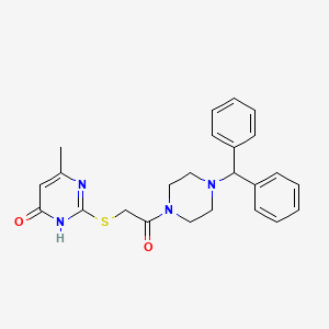 molecular formula C24H26N4O2S B5972493 2-({2-[4-(diphenylmethyl)-1-piperazinyl]-2-oxoethyl}thio)-6-methyl-4(3H)-pyrimidinone 