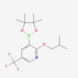 molecular formula C16H23BF3NO3 B597253 2-Isobutoxy-3-(4,4,5,5-tetramethyl-1,3,2-dioxaborolan-2-yl)-5-(trifluoromethyl)pyridine CAS No. 1256359-93-9