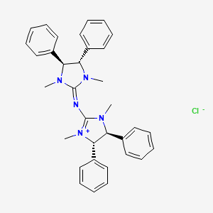 molecular formula C34H36ClN5 B597254 1H-咪唑鎓，2-[[(4S,5S)-1,3-二甲基-4,5-二苯基-2-咪唑烷亚胺]氨基]-4,5-二氢-1,3-二甲基-4,5-二苯基-，氯化物 (1:1)，(4S,5S)- CAS No. 1268449-00-8