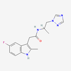 molecular formula C16H18FN5O B5972567 2-(5-fluoro-2-methyl-1H-indol-3-yl)-N-[1-methyl-2-(1H-1,2,4-triazol-1-yl)ethyl]acetamide 