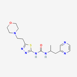 molecular formula C16H23N7O2S B5972613 N-(1-methyl-2-pyrazin-2-ylethyl)-N'-[5-(2-morpholin-4-ylethyl)-1,3,4-thiadiazol-2-yl]urea 