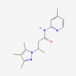 molecular formula C16H22N4O B5972661 N-(4-methyl-2-pyridinyl)-3-(3,4,5-trimethyl-1H-pyrazol-1-yl)butanamide 
