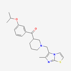 molecular formula C22H27N3O2S B5972681 (3-isopropoxyphenyl){1-[(6-methylimidazo[2,1-b][1,3]thiazol-5-yl)methyl]-3-piperidinyl}methanone 