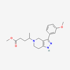 molecular formula C19H25N3O3 B5972711 methyl 4-[3-(3-methoxyphenyl)-1,4,6,7-tetrahydro-5H-pyrazolo[4,3-c]pyridin-5-yl]pentanoate 