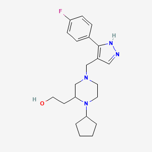 molecular formula C21H29FN4O B5972744 2-(1-cyclopentyl-4-{[3-(4-fluorophenyl)-1H-pyrazol-4-yl]methyl}-2-piperazinyl)ethanol 