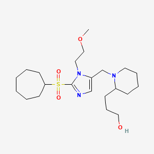 molecular formula C22H39N3O4S B5972750 3-(1-{[2-(cycloheptylsulfonyl)-1-(2-methoxyethyl)-1H-imidazol-5-yl]methyl}-2-piperidinyl)-1-propanol 