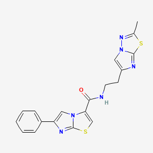 molecular formula C19H16N6OS2 B5972784 N-[2-(2-methylimidazo[2,1-b][1,3,4]thiadiazol-6-yl)ethyl]-6-phenylimidazo[2,1-b][1,3]thiazole-3-carboxamide 