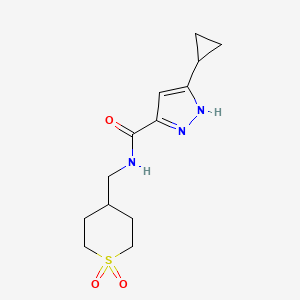 molecular formula C13H19N3O3S B5972852 3-cyclopropyl-N-[(1,1-dioxidotetrahydro-2H-thiopyran-4-yl)methyl]-1H-pyrazole-5-carboxamide 