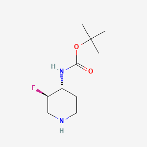molecular formula C10H19FN2O2 B597286 叔丁基 N-[(3R,4R)-3-氟哌啶-4-基]氨基甲酸酯 CAS No. 1268520-95-1