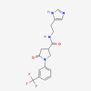 molecular formula C17H17F3N4O2 B5972875 N-[2-(1H-imidazol-4-yl)ethyl]-5-oxo-1-[3-(trifluoromethyl)phenyl]-3-pyrrolidinecarboxamide 