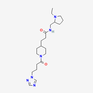 molecular formula C21H36N6O2 B5972911 N-[(1-ethyl-2-pyrrolidinyl)methyl]-3-{1-[4-(1H-1,2,4-triazol-1-yl)butanoyl]-4-piperidinyl}propanamide 