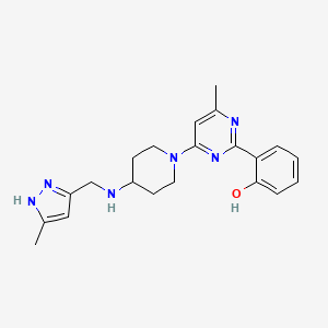 molecular formula C21H26N6O B5972944 2-[4-methyl-6-(4-{[(5-methyl-1H-pyrazol-3-yl)methyl]amino}piperidin-1-yl)pyrimidin-2-yl]phenol 