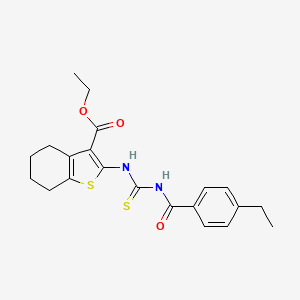 molecular formula C21H24N2O3S2 B5972969 ethyl 2-({[(4-ethylbenzoyl)amino]carbonothioyl}amino)-4,5,6,7-tetrahydro-1-benzothiophene-3-carboxylate 