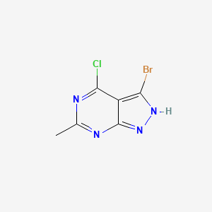 molecular formula C6H4BrClN4 B597297 3-Bromo-4-chloro-6-methyl-1H-pyrazolo[3,4-d]pyrimidine CAS No. 1276056-80-4