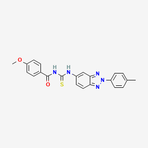 molecular formula C22H19N5O2S B5973012 4-methoxy-N-({[2-(4-methylphenyl)-2H-1,2,3-benzotriazol-5-yl]amino}carbonothioyl)benzamide 