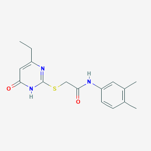 molecular formula C16H19N3O2S B5973037 N-(3,4-dimethylphenyl)-2-[(4-ethyl-6-oxo-1,6-dihydro-2-pyrimidinyl)thio]acetamide 