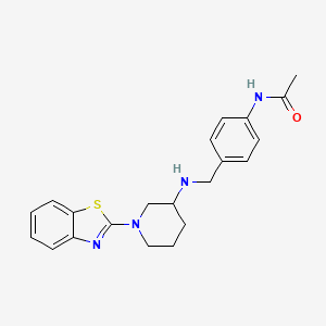 molecular formula C21H24N4OS B5973069 N-[4-({[1-(1,3-benzothiazol-2-yl)-3-piperidinyl]amino}methyl)phenyl]acetamide 