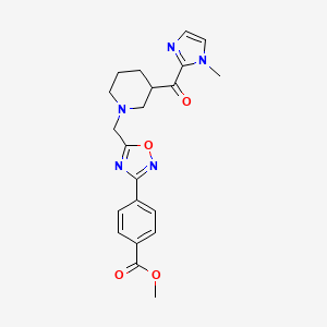 molecular formula C21H23N5O4 B5973113 methyl 4-[5-({3-[(1-methyl-1H-imidazol-2-yl)carbonyl]-1-piperidinyl}methyl)-1,2,4-oxadiazol-3-yl]benzoate 
