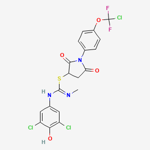 molecular formula C19H14Cl3F2N3O4S B5973154 1-{4-[chloro(difluoro)methoxy]phenyl}-2,5-dioxopyrrolidin-3-yl N-(3,5-dichloro-4-hydroxyphenyl)-N'-methylimidothiocarbamate 