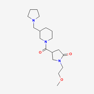 molecular formula C18H31N3O3 B5973165 1-(2-methoxyethyl)-4-{[3-(1-pyrrolidinylmethyl)-1-piperidinyl]carbonyl}-2-pyrrolidinone trifluoroacetate 