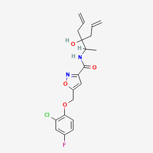 molecular formula C20H22ClFN2O4 B5973171 N-(2-allyl-2-hydroxy-1-methyl-4-penten-1-yl)-5-[(2-chloro-4-fluorophenoxy)methyl]-3-isoxazolecarboxamide 