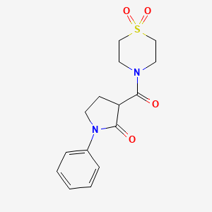 molecular formula C15H18N2O4S B5973179 3-[(1,1-dioxido-4-thiomorpholinyl)carbonyl]-1-phenyl-2-pyrrolidinone 