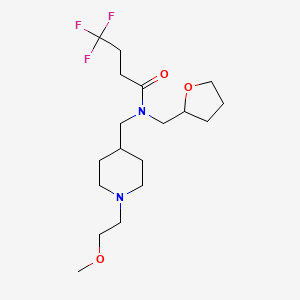 molecular formula C18H31F3N2O3 B5973214 4,4,4-trifluoro-N-{[1-(2-methoxyethyl)-4-piperidinyl]methyl}-N-(tetrahydro-2-furanylmethyl)butanamide 