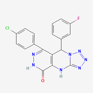 molecular formula C18H11ClFN7O B5973256 8-(4-chlorophenyl)-9-(3-fluorophenyl)-4,9-dihydrotetrazolo[1',5':1,2]pyrimido[4,5-d]pyridazin-5-ol 