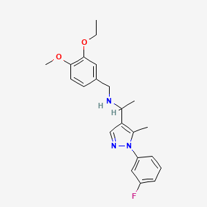 molecular formula C22H26FN3O2 B5973280 (3-ethoxy-4-methoxybenzyl){1-[1-(3-fluorophenyl)-5-methyl-1H-pyrazol-4-yl]ethyl}amine 