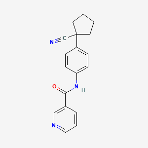 molecular formula C18H17N3O B5973294 N-[4-(1-cyanocyclopentyl)phenyl]nicotinamide 